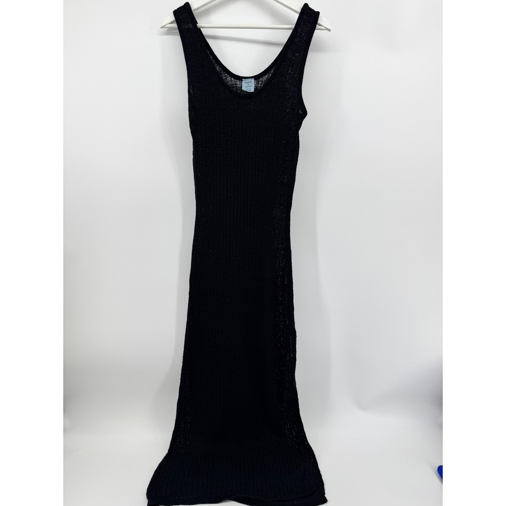 Shade & Shore Black Knit Sleeveless Maxi Dress Swim Cover-Up Womens‎ Large